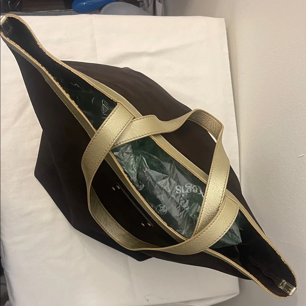 Kate Spade Suede Brown and Gold Tote EUC